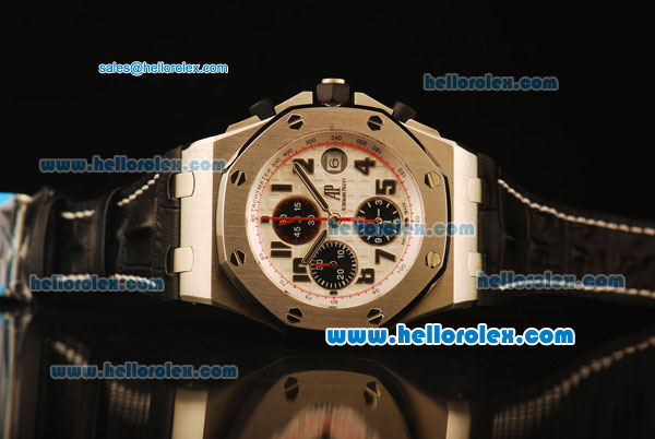 Audemars Piguet Royal Oak Offshore Panda Themes Chronograph Swiss Valjoux 7750 Automatic Steel Case with White Dial and Run 12 Second-1:1 Original - Click Image to Close